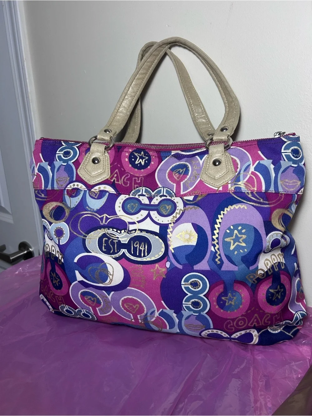 Coach Poppy Graffiti Glam (2011) Signature Print Tote